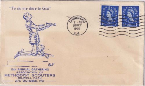 England - Chingford 1957 10th Annual Gathering Methodist Scouters Schmuckkuvert