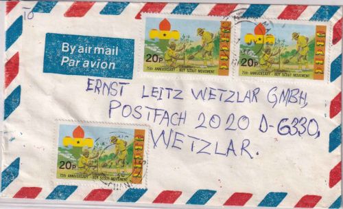 Ghana - 4x20 P. 75 J. Pfadfinder Luftpostbrief Kpedze-Awlime - Wetzlar 1982