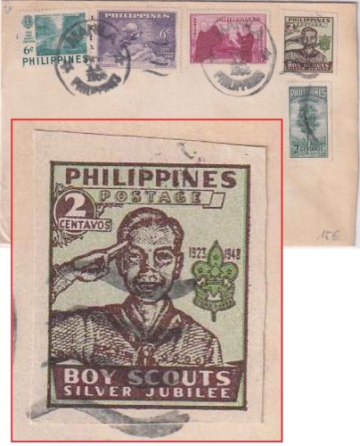 Philippinen - 2 C. 25 J. Pfadfinder geschnitten u.a. Brief Manila - Wien 1950