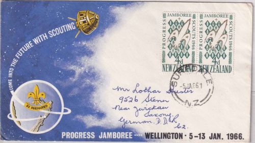 New Zealand - 2x4 P. 4. Nat. Pfadfindertreffen Schmuck-FDC Surfdale 5. JA 66