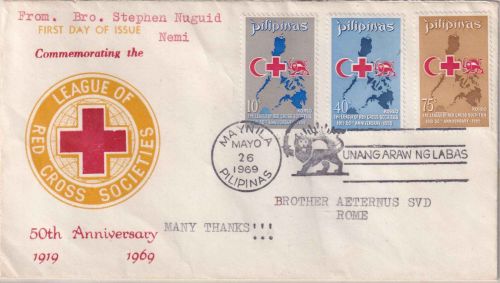 Philippinen - 50 J. Rotes Kreuz Liga Schmuck-FDC ESST Maynila Mayo 26, 1969