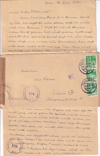 Bizone - 3x10 Pfg. Bauten Zensurbrief n. ÖSTERREICH Essen - Wien 1950