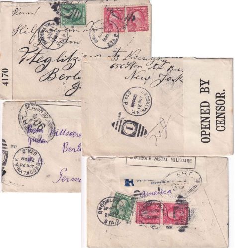 USA - Brooklyn 1916 2 Zensurbriefe n. Berlin (Hilfsverein d. deutschen Juden)