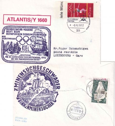 BRD - Kiel 1972 Großseglertreffen SST + Cachet Bundesmarine Atlantis/Y 1660