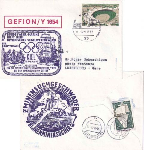 BRD - Kiel 1972 Großseglertreffen SST + Cachet Bundesmarine Gefion/Y 1654