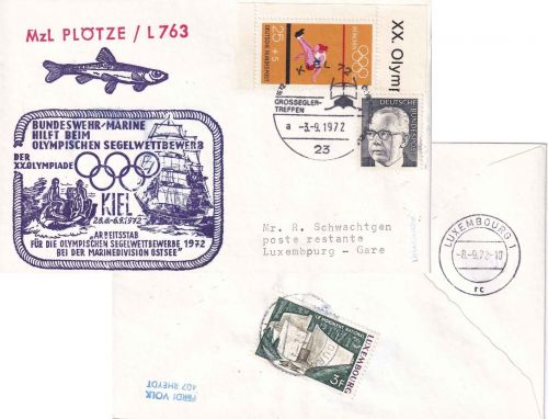 BRD - Kiel 1972 Großseglertreffen SST + Cachet Bundesmarine MzL Plötze/L 763