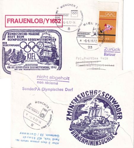 BRD - Kiel 1972 Großseglertreffen SST + Cachet Bundesmarine Frauenlob/Y 1652