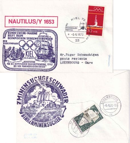 BRD - Kiel 1972 Großseglertreffen SST + Cachet Bundesmarine Nautilus/Y 1653