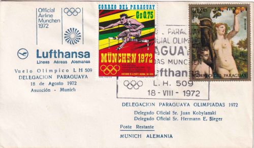 Paraguay - Asuncion 1972 Lufthansa Sonderflug Olympia-Mannschaft n. München