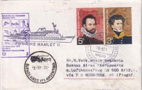 England - Olympia LH-Sonderflug 1972 Zuleitungspost München/Buenos Aires