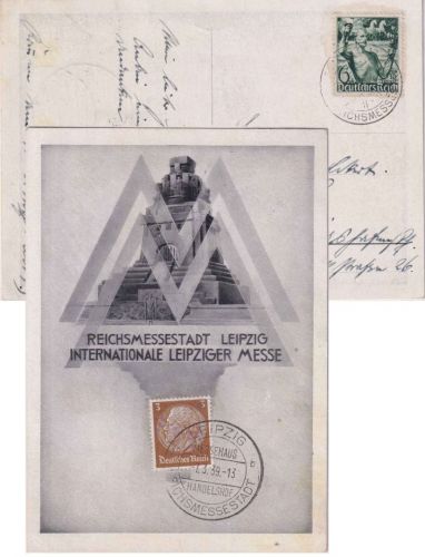 DR - Int. Leipziger Messe sw-Sonderkarte SST Messehaus/Handelshof 1939