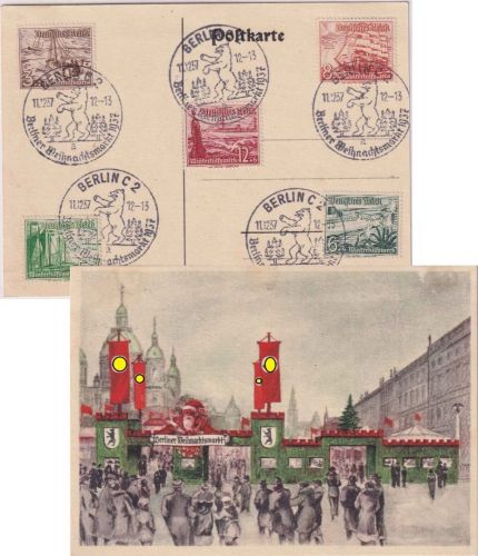 DR - Berlin Weihnachtsmarkt 1937 SST farbige Sonderkarte