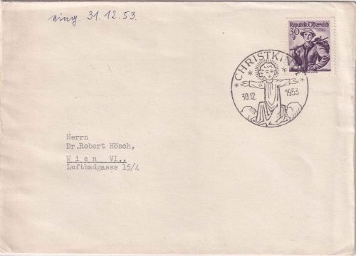 Österreich - Christkindl 30.12.1953 SST Drucksache n. Wien