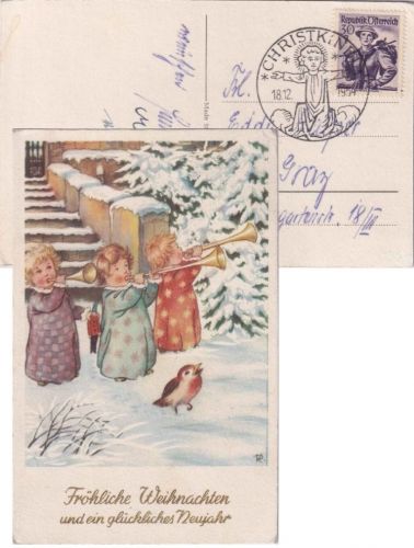Österreich - Christkindl 18.12.1954 SST Weihnachtskarte n. Graz