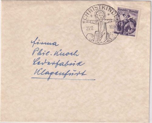 Österreich - Christkindl 23.12.1954 SST Drucksache n. Klagenfurt