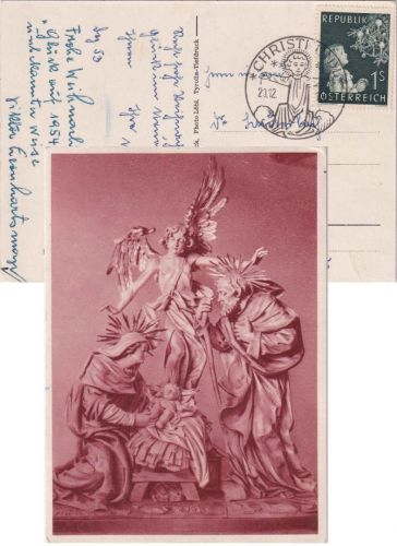 Österreich - Christkindl 20.12.1953 SST Weihnachtskarte n. Hohenems
