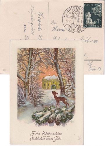 Österreich - Christkindl 20.12.1953 SST Weihnachtskarte n. Wien