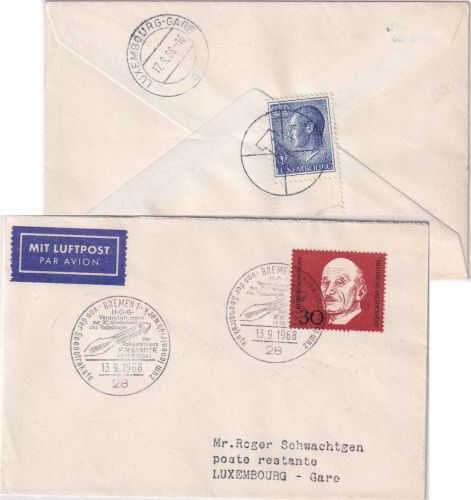 BRD - Bremen 1968 30. Todestag F.W. Sander Luftpostbrief n. LUXEMBURG 1968