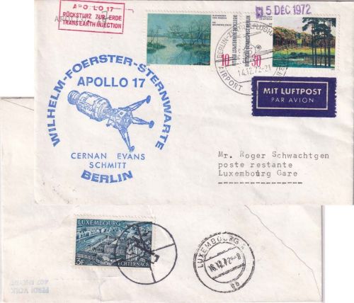 Berlin - Wilhelm Foerster Sternwarte Apollo 17 Cachet Luftpostbrief 14.12.72