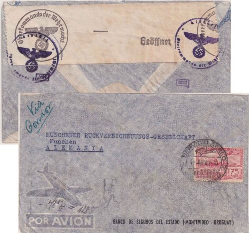 Uruguay - 75 C. Flugpost Luftpostbrief/LATI Montevideo - München 4.3.41