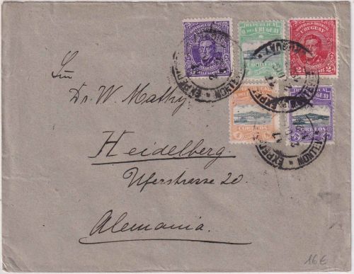 Uruguay - 5+4 C. Hafen u.a. Brief Montevideo - Heidelberg 28.12.20