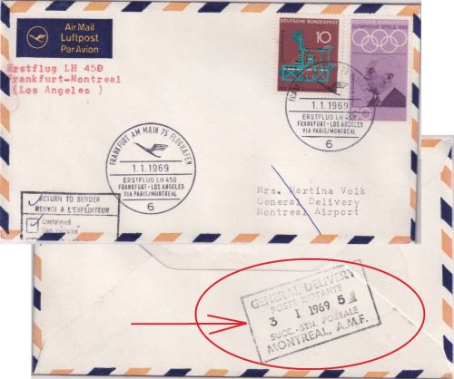 BRD - Lufthansa-Erstflug Frankfurt/Los Angeles Etappe Montreal !! 1.1.1969