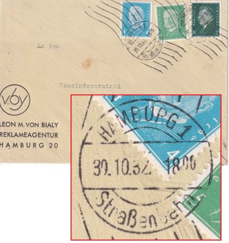 DR - 8+5+4 Pfg. Hindenburg/Ebert Brief Hamburg Straßenbahn - Büdelsdorf 1932