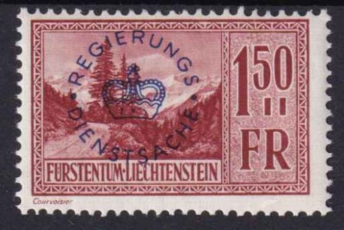 Liechtenstein - 1,50 Fr. Dienstmarke 1935 (Freimarke/Überdruck) postfrisch