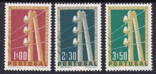 Portugal - 100 Jahre Telegraphenwesen 1955 Satz (3 Werte) postfrisch