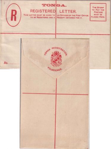 Tonga - 4 P. Wappen Ganzsache/Einschreibeumschlag ungebraucht