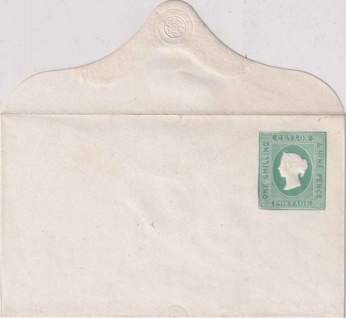 Ceylon - 1 S 9d Victoria Ganzsachenumschlag ungebraucht H&G 9a R!