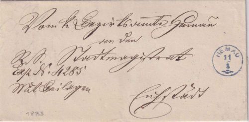 Bayern - Hemau 11/3 viol. Zier-K1 Dienstbrief n. Eichstädt 1873