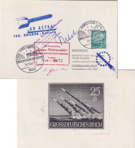BRD - Frechen 1962 123. Zucker-Rakete Sonderkarte OU "Zucker" u. "Nebel"