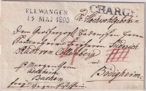 Württemberg - Ellwangen 15. MAI 1805 Charge-Francobrief n. Bödigheim