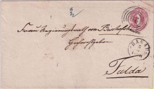 Thurn&Taxis - 1 Sgr. Ganzsache/Brief Ring 29 kl. K1 Hanau 5/5 n. Fulda