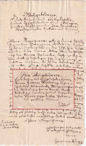 Mecklenburg-Strelitz - Grünow 1677 Botenbrief an den Bürgermeister von Lübeck