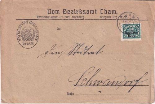 DR-Infla - 60 Pfg. By-Abschied/DR Dienstbrief Cham - Schwandorf 7. JUL 20