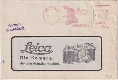 All.Bes. - Wetzlar 1947 24 Pfg. AFS "Leitz Mikroskope" Firmenbrief