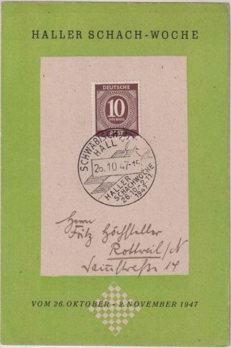 All.Bes. - Schwäbisch Hall 1947 Halle Schachwoche SST/Sonderkarte