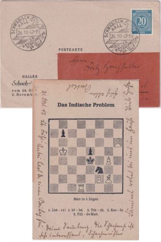 All.Bes. - Schwäbisch Hall 1947 Halle Schachwoche SST/Sonderkarte