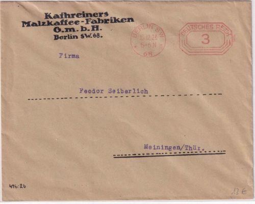 DR - Berlin SW68 3 Pfg. PFS Drucksachenbrief (Kathreiners Malzkaffee Fabriken)