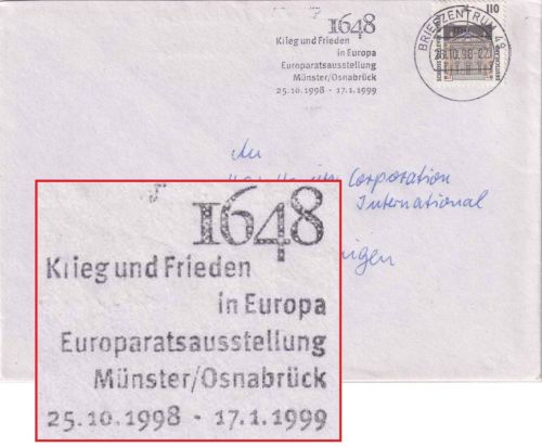 BRD - "1648 Krieg und Frieden" Masch.werbestpl. Briefzentrum 49 (Lienen)
