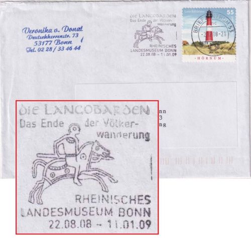 BRD - "Die Langobarden" Masch.werbestpl. Briefzentrum 53 (Bonn) Brief 2008