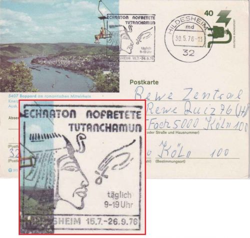 BRD - "Echnaton Nofretete Tutanchamun" Masch.werbestpl. Hildesheim 1976