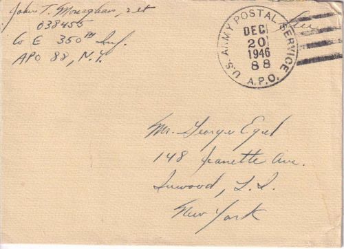 USA/Italien - APO 88 (Gorizia/Görz) Feldpostbrief n. New York 20.12.46