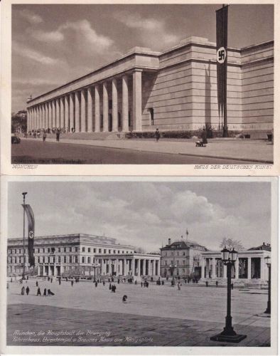 Bayern - München Braunes Haus/Haus d. Dt. Kunst NS-Beflaggung 2 sw-AK ca. 1940