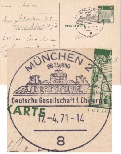 BRD - München 1971 SST 88. Tagung Deutsche Gesellschaft f. Chirurgie Ganzsache