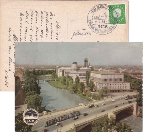 BRD - München 1959 SST IX. Int. Kongress f. Radiologie Sonderkarte n. Hamburg