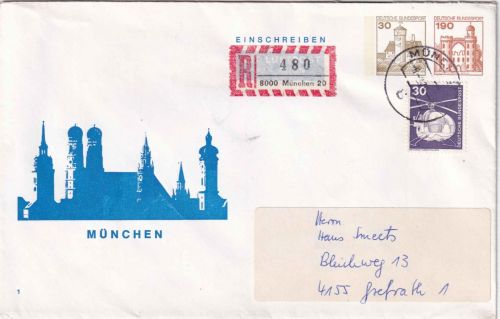 BRD - 30+190 Pfg. B&S Privatganzsache+Zusatz/Einschreibebrief München 1979