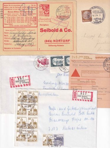 DR/BRD - Söcking (Starnberg) 5 Belege ex 1934/1983